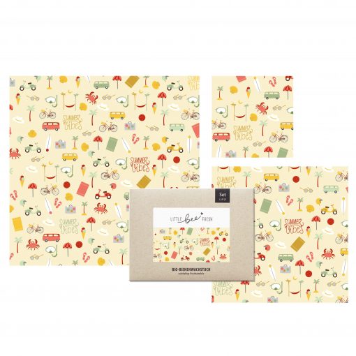 LITTLE BEE FRESH - Bio-Bienenwachstücher Starter-Set (“L/M/S”) – Summer Vibes – Bild 2