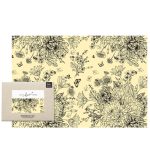 LITTLE BEE FRESH - Linge en cire d'abeille bio XXL (60×40 cm) - Pré fleuri noir et blanc