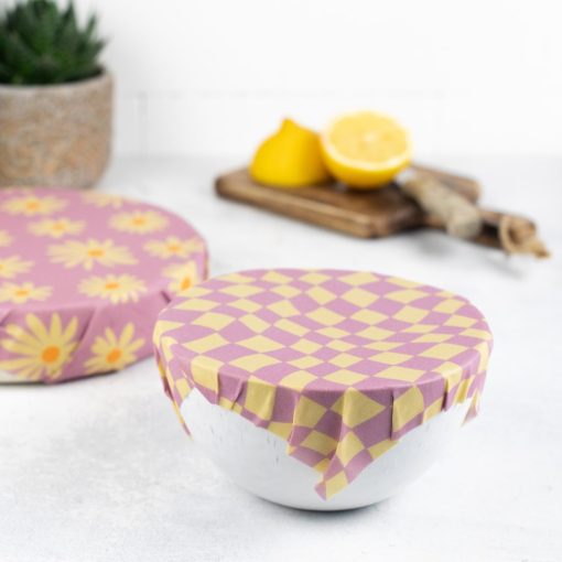 LITTLE BEE FRESH - Organic beeswax cloths set of 2 - Purple Daisy - Image 8