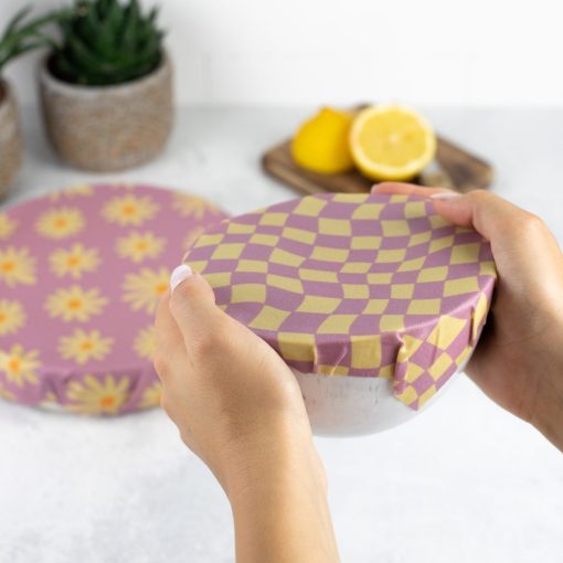 LITTLE BEE FRESH - Organic beeswax cloths set of 2 - Purple Daisy - Image 7