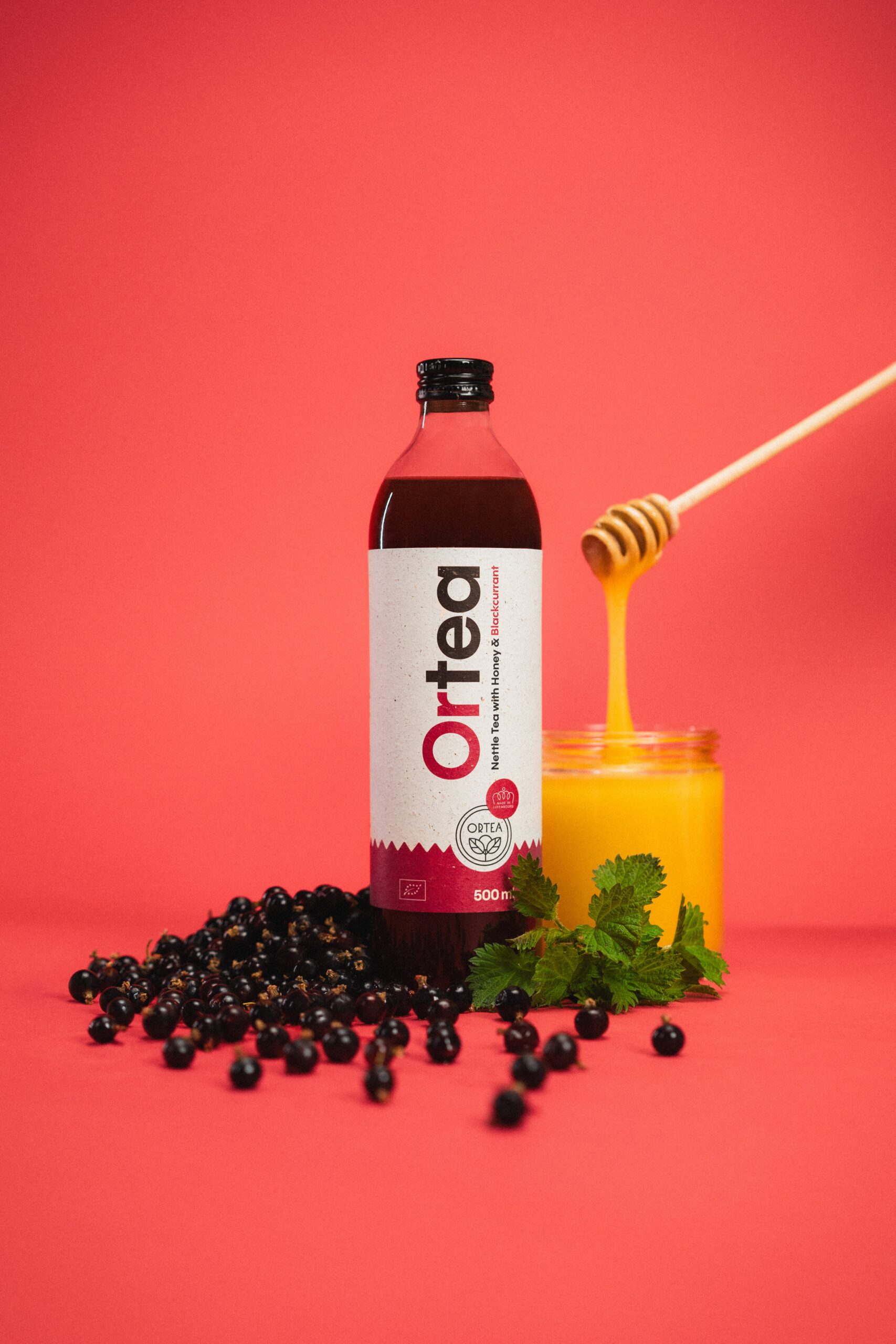 ORTEA – Organic nettle iced tea with cassis & honey (0.5L) – De Beiefritz